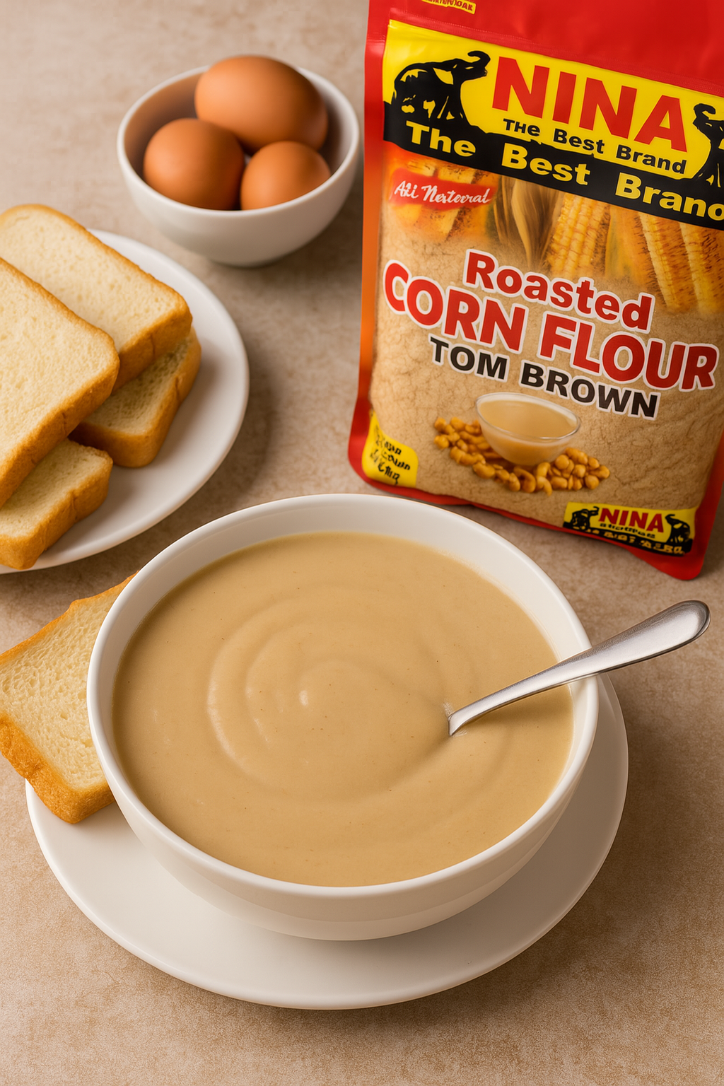 Roasted Corn Flour - Tom Brown, 16oz (Uji ya Mahindi, Koko, Mabela, Pap)