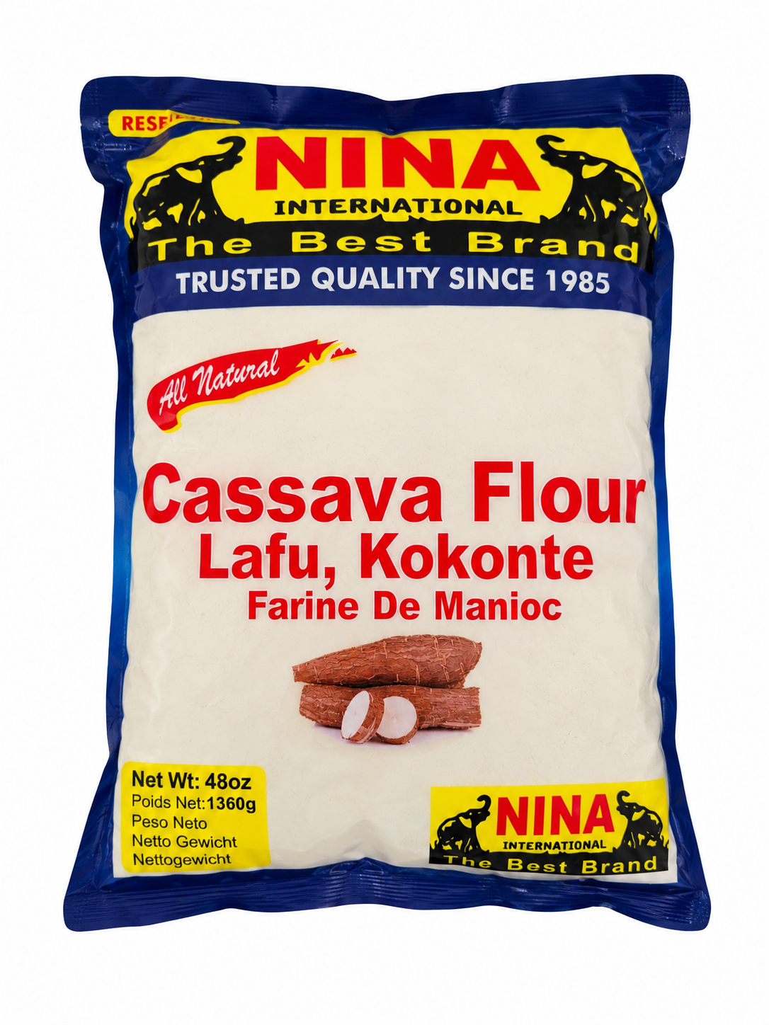 Cassava Flour 48oz (kokonte, lafun, farine de manioc, placali, ewokoume, agbelima)