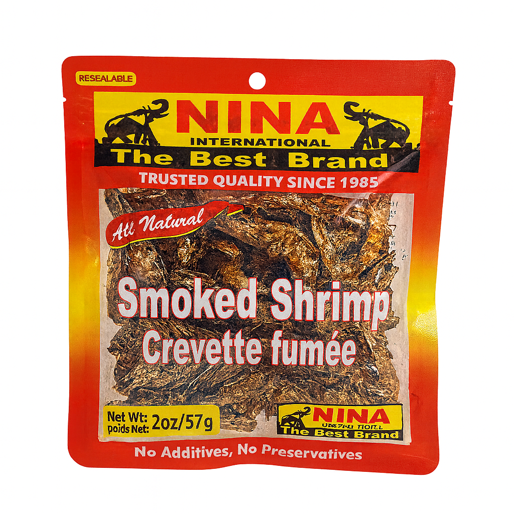 Smoked Shrimp, 2oz (crevette fumée, dry shrimp, okporoko, adowé)