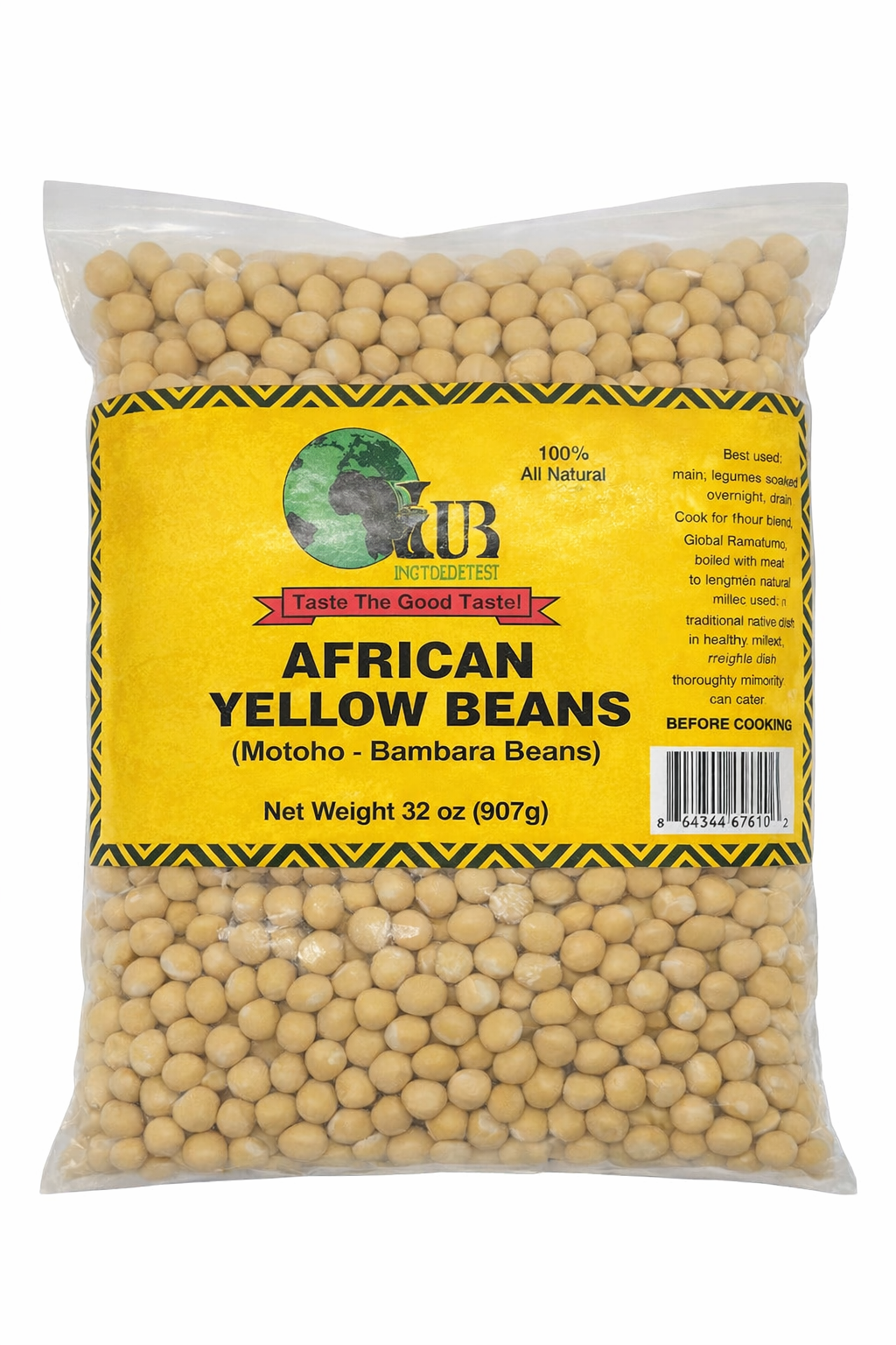 Bambara Beans, African Yellow Beans, 32oz (motoho, aboboi, ditloo, mubono)