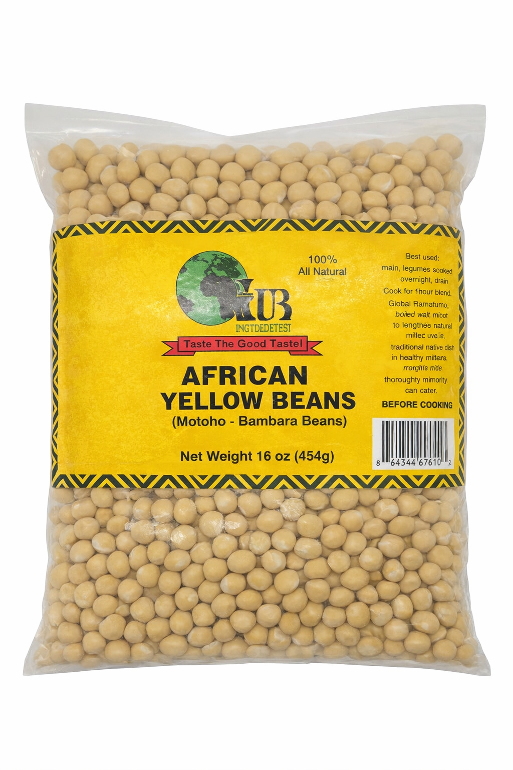 Bambara Beans, African Yellow Beans, 16oz (motoho, aboboi, ditloo, mubono)