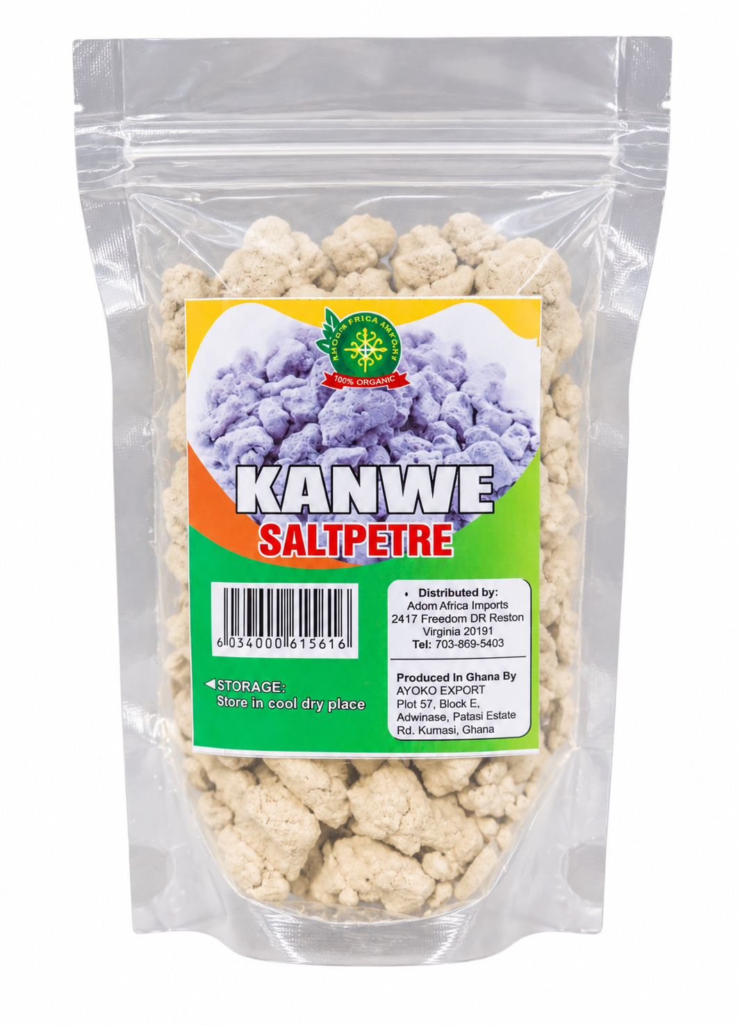 Kanwe Saltpetre, 5oz (kanwu, kanwa, akanwu, kaun, potash)