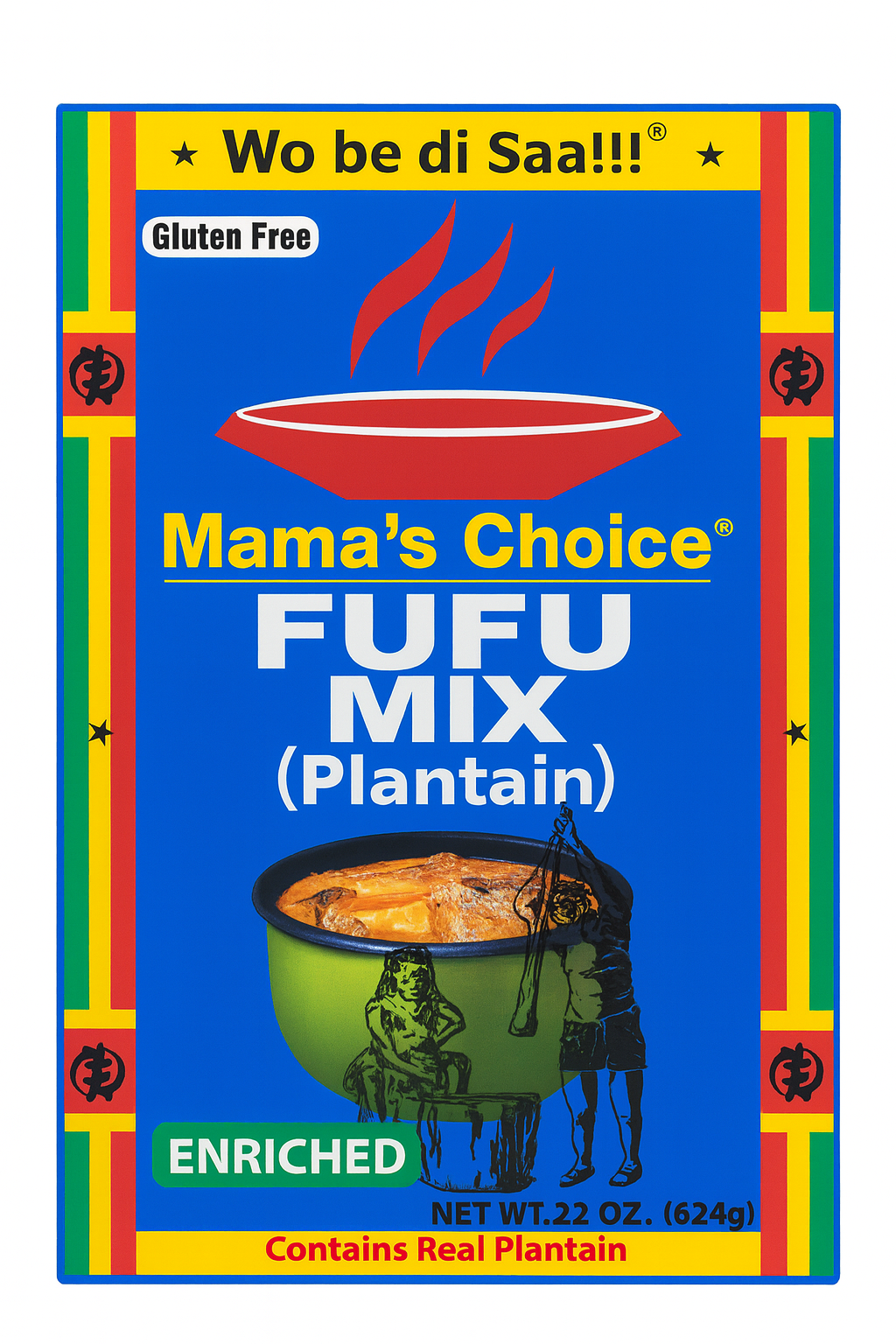Fufu, Plantain Flour (22oz) Amala, Pounded Yam, Foutou, Foufou, Kwanga, Akumé (Mama's Choice)