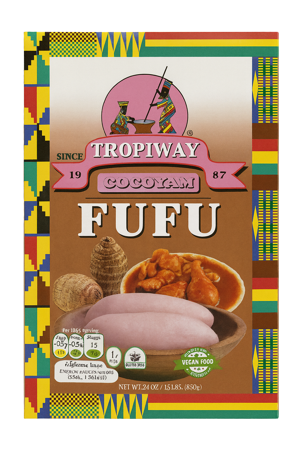 Fufu, Cocoyam Flour (24oz) Amala, Pounded Yam, Foutou, Foufou, Kwanga, Akumé (Tropiway)