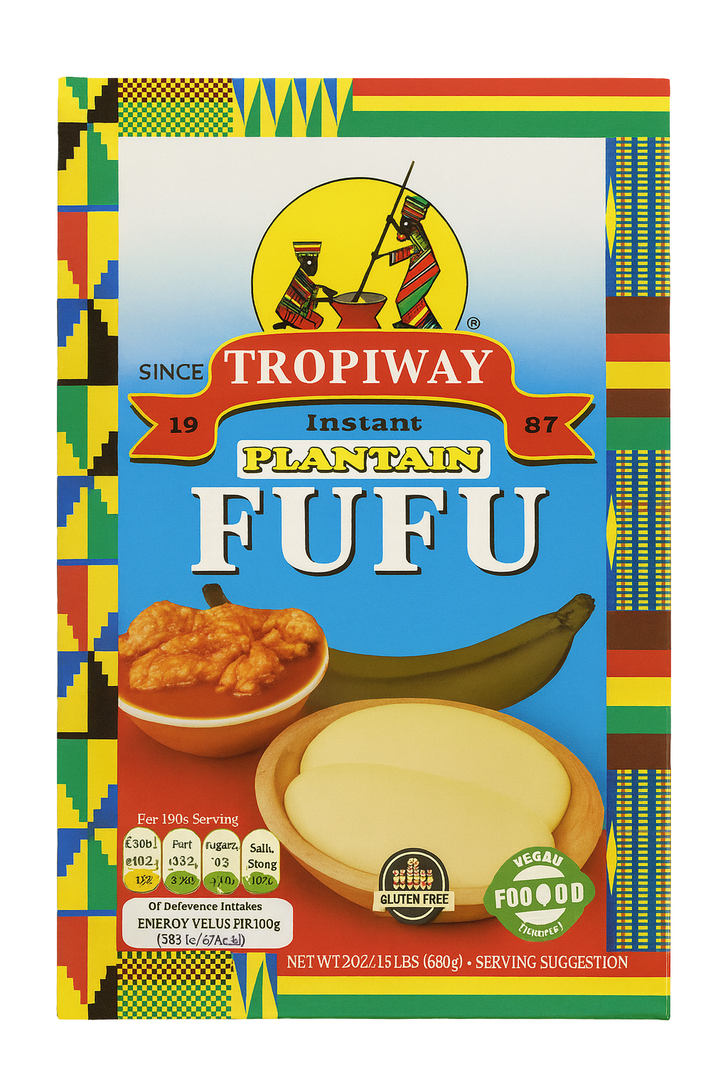 Fufu, Plantain Flour (24oz) Amala, Pounded Yam, Foutou, Foufou, Kwanga, Akumé (Tropiway)