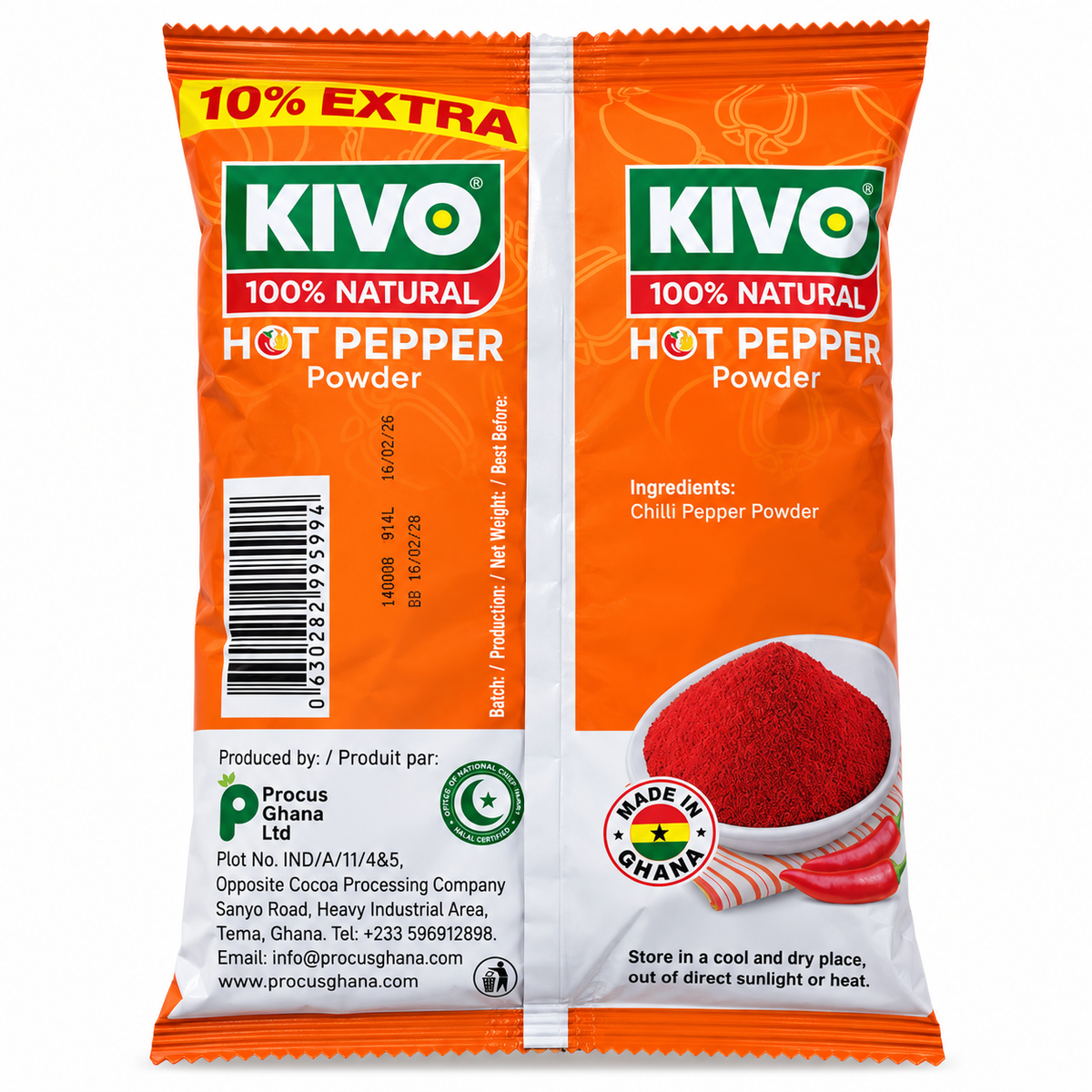 KIVO hot pepper powder, 440g (large bag)