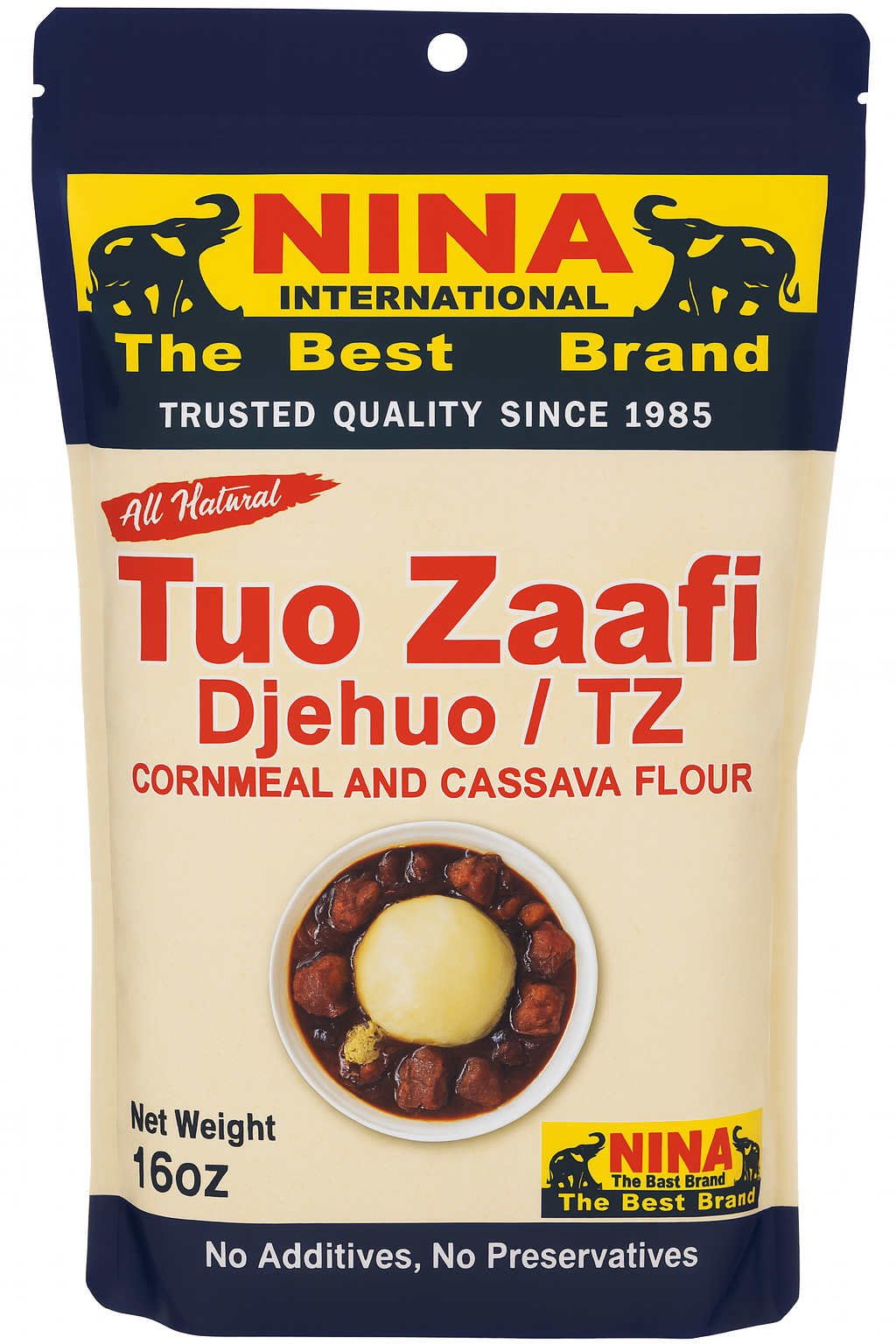 Tuo Zaafi (Djehuo / TZ) - Cornmeal and Cassava Flour (16oz) (Tuwo Masara / Tuwo Zafi, Tuwo, Akume)